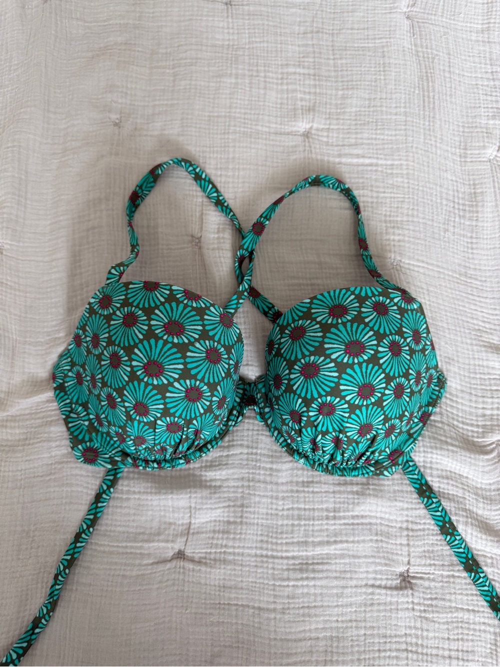 Aerie Perkier Push-up Green floral bikini top 38DD